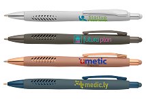 Soft monochrome metallic branded stylus pens