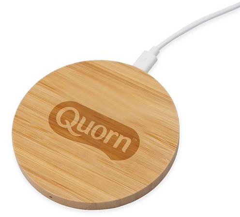 Round Bamboo Eco 10W Wireless Charger with Company Logo