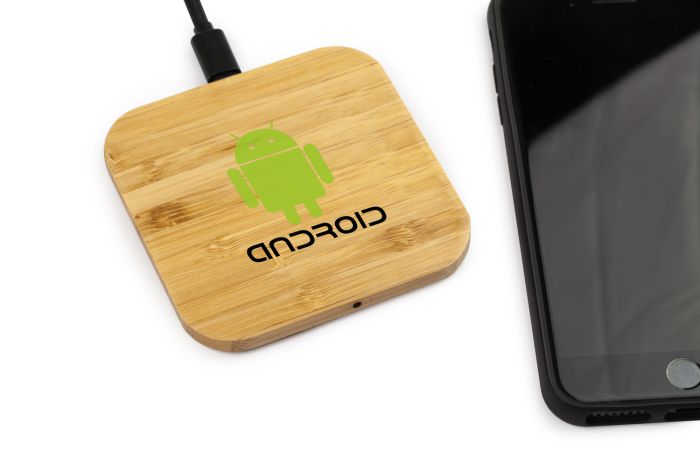 Bamboo wireless charger with colour print