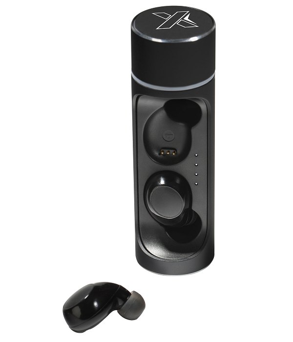 Bluetooth earbuds with one inside the charing capsule