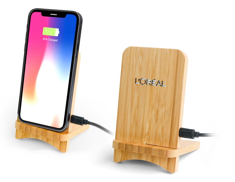Branded Bamboo Wireless Charger Stand