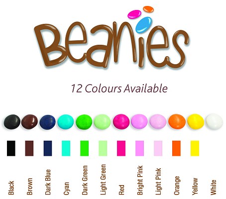 Range of flavours for Chocolate Beanies Bag in a 10 gram