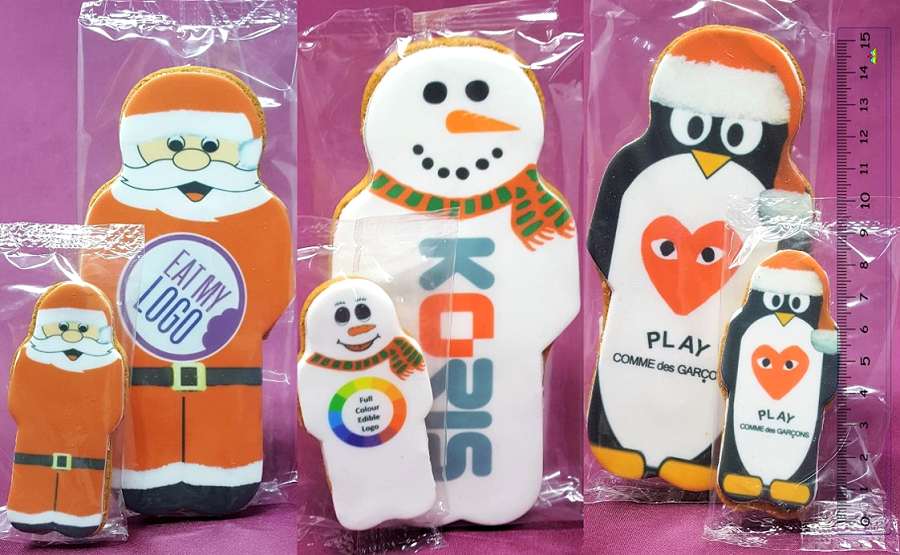 Branded Gingerbread Mini Men compared with Giants