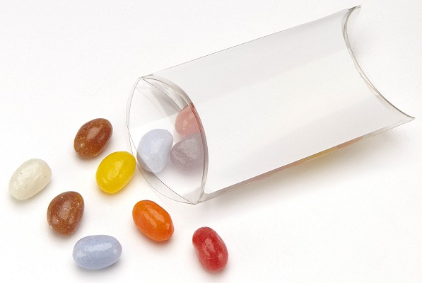 Branded Jelly Beans Small Pouch with a blank domed strip or flat label before we print your logo 