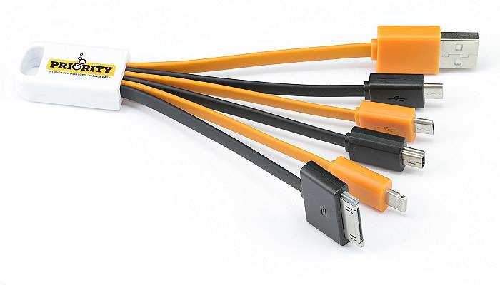 Branded Multi Head Charging Cable with custom colour leads
