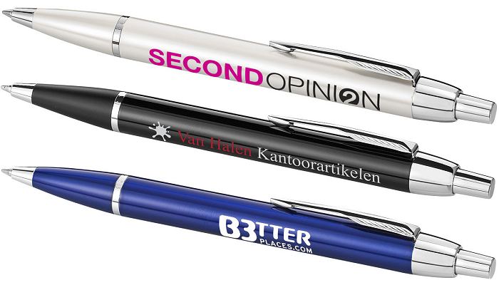 Branded Parker IM Ballpoint Pen white, black and blue