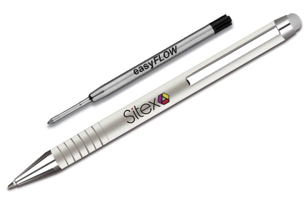 Branded Touch Pen with Ball-Point Silver