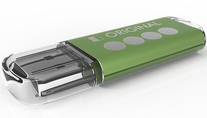 Branded USB drives green laser engraved