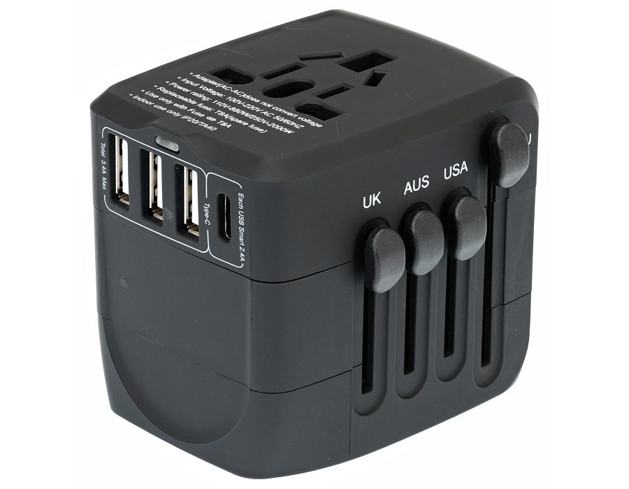 Oblique view of the travel adaptor
