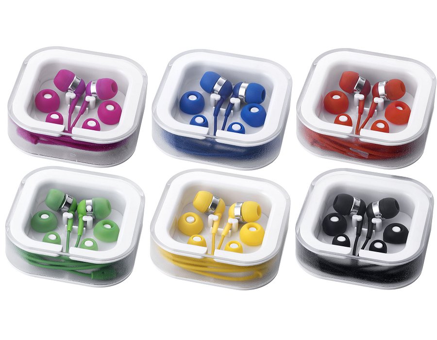 Six of the coloured Earbuds