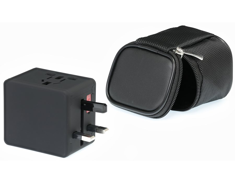 Branding area of the travel Adaptor and case