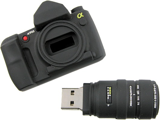 Camera shaped custom USB drive separated