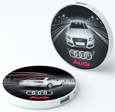 Disk Power Bank branded with Audi