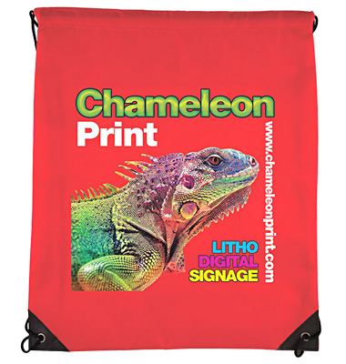 Full Colour Printed Draw String Bags Red