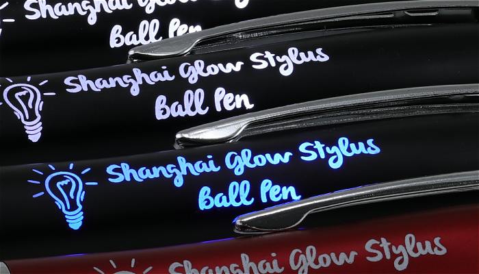 LED illuminated Shanghai Glow Stylus Pens