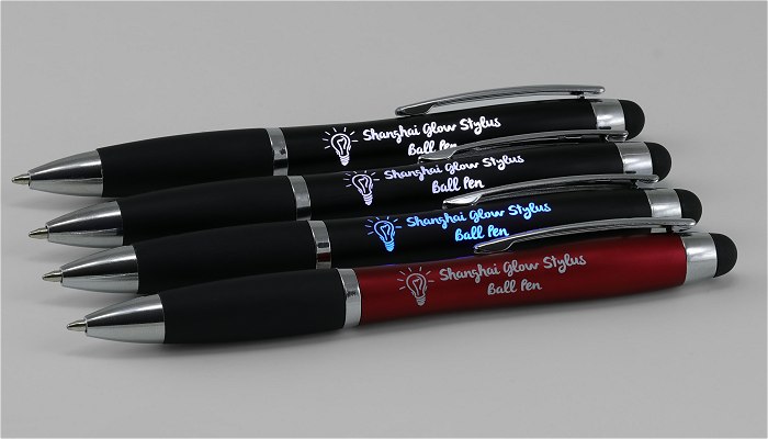LED illuminated Shanghai Glow Stylus Pens
