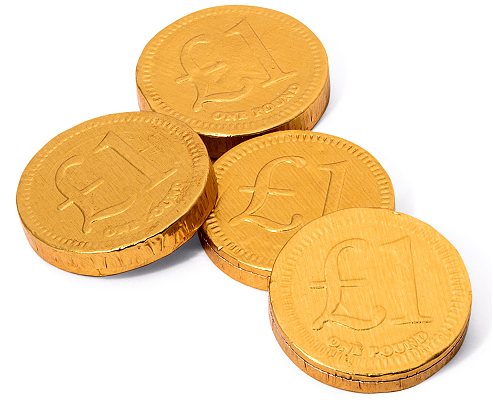 Gold chocolate coins one pound