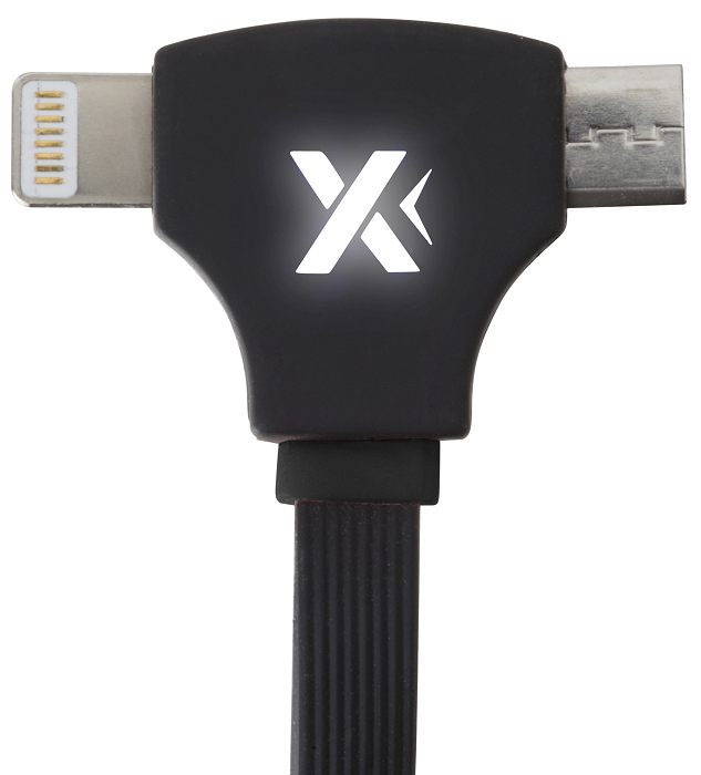 Front view of the head of the Android + Lightning charging & data cable