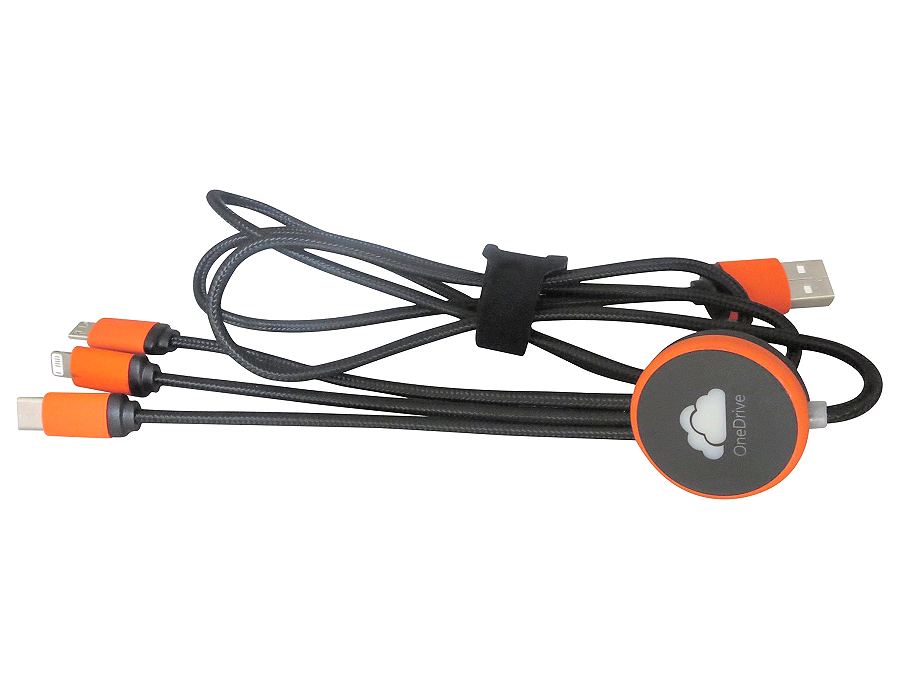 Multi charging cable with orange trim