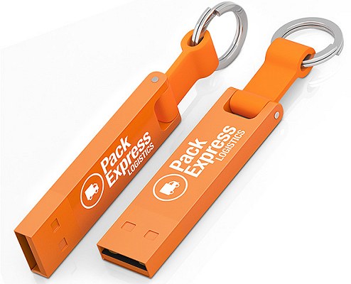 Orange Keyring Promotional Flash Drive