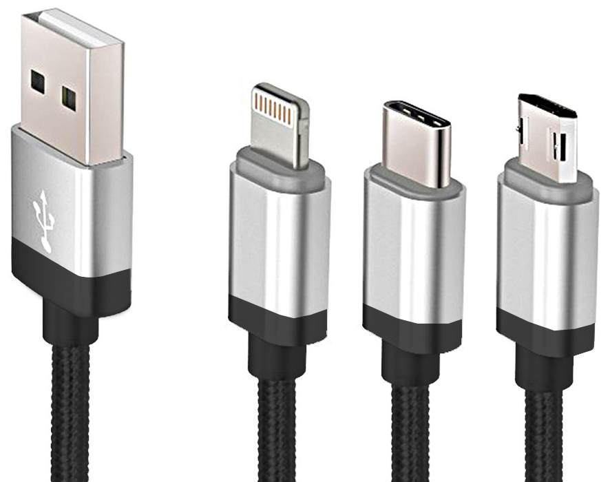 Connectors of the LED logo 3 way charging cable