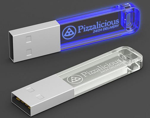 Blue glowing LED Logo USB Stick