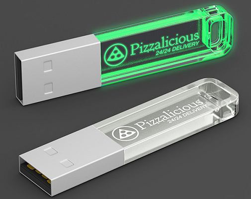 Green glowing LED Logo USB Stick