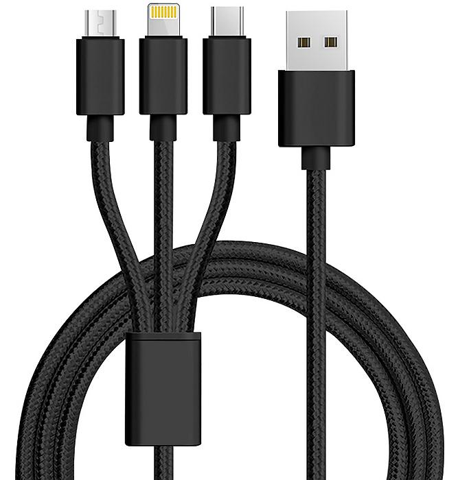 Braided triple USB charger cable
