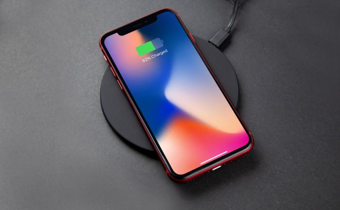 LED wireless charger with iPhone