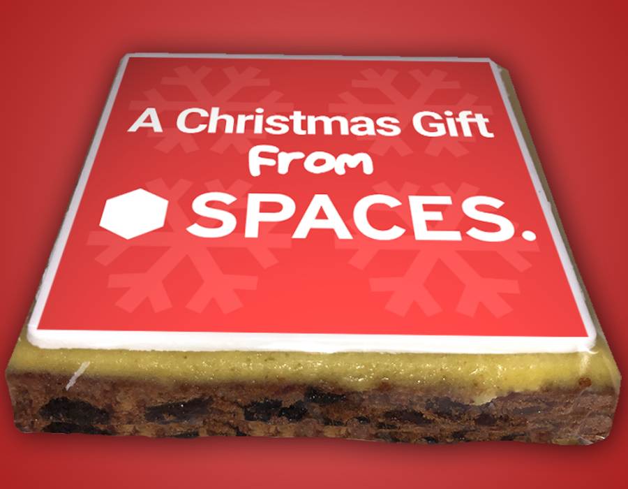 Letterbox Xmas Cake with a Printed Logo of Spaces