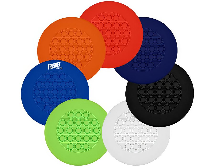 7 coloured Frisbee fidget pops