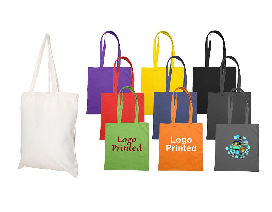 Logo Printed Coloured Cotton Shopper Bags 4.5oz - Crazy Dave Promo UK