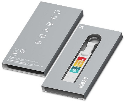 Black Metal Alloy USB Stick in windowed card sleeved packaging