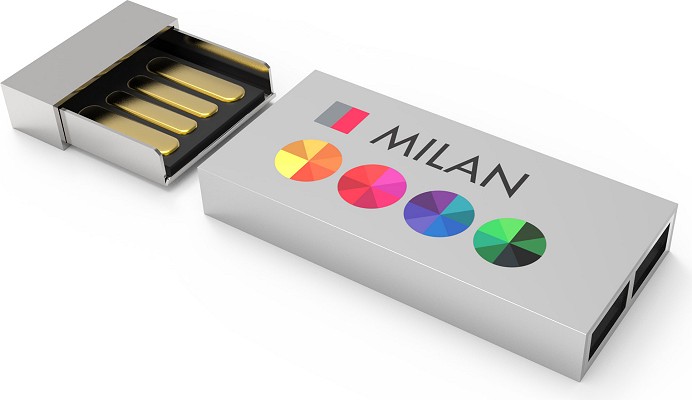 Milan Metal Logo USB Stick detail view