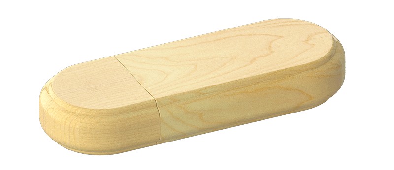 Oval Wood USB Stick Printed or Embossed maple