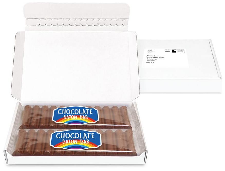 Postal Packs Of Chocolate 12 Baton Bars Paper Label