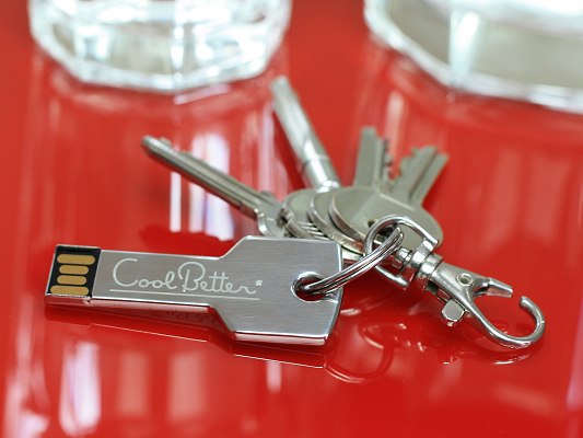 Printed or Engraved USB key attached to keyring