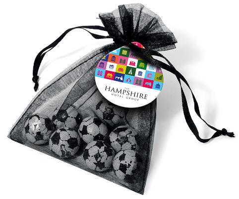 Promotional Chocolate Footballs in Organza Bags