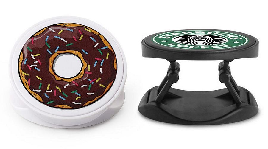 Phone grips with donut design and in black