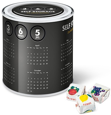 Promotional Tins of Sweets, Calendar Tins with Fruit Caramels