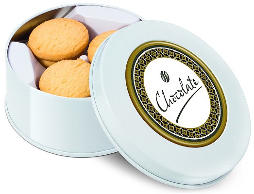 Promotional White Treat Tins of All Butter Shortbread Biscuits