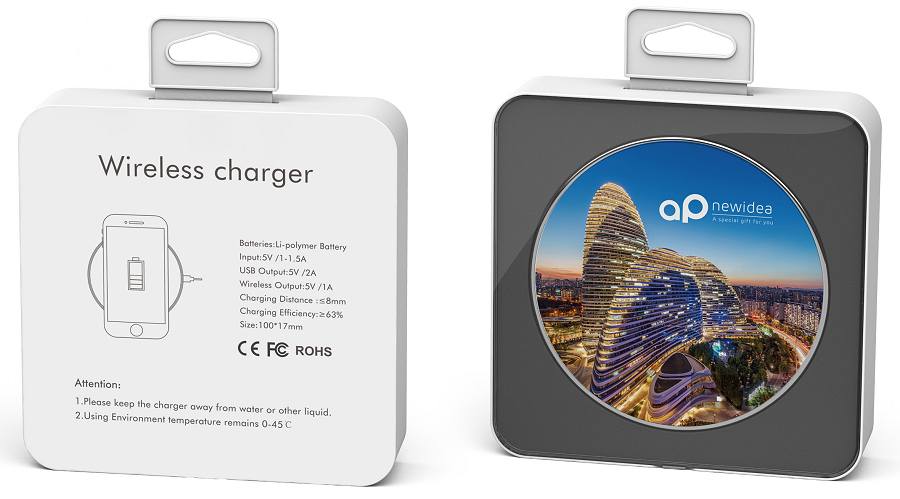 Wireless Power Bank QI Chargers in crystal box packaging