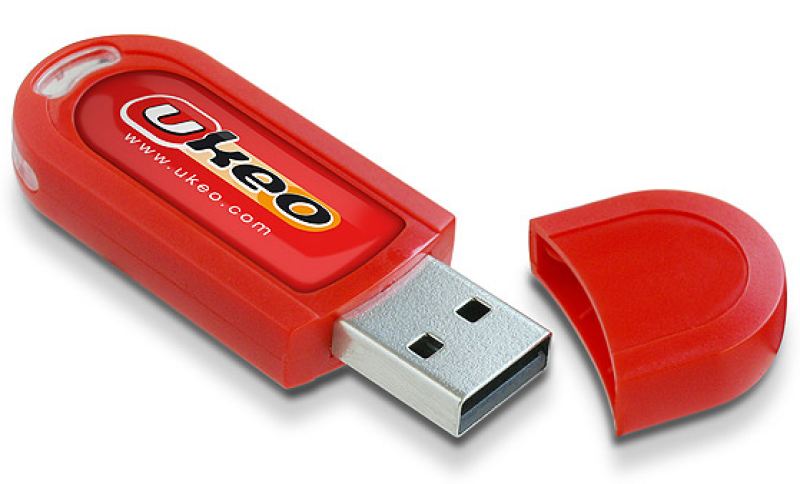 Red recycled plastic USB stick