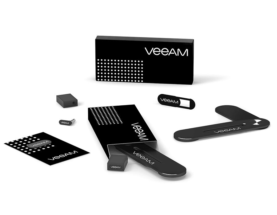 Remote work gift set branded with Veeam