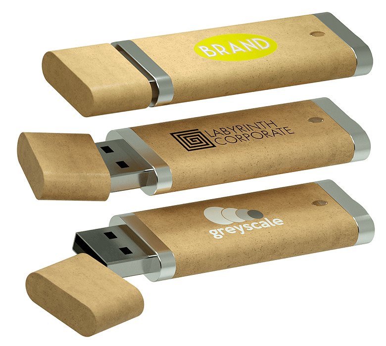 USB Flash Drive in Recycled Plastic Logo Printed three