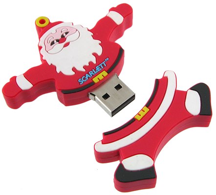 Opened USB Santa Christmas memory stick