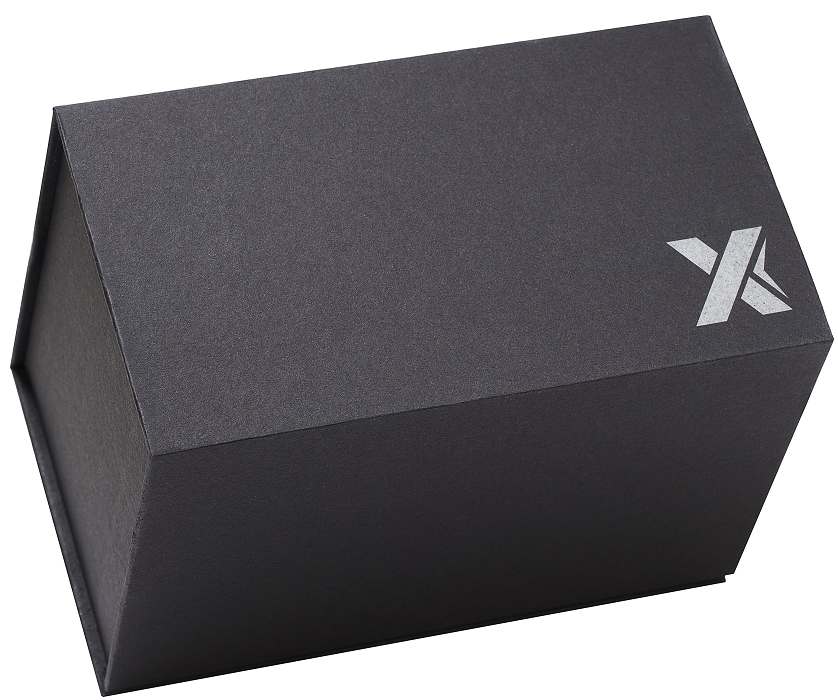 Black gift box with printed logo