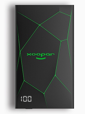Xoopar Geo Power Bank 4000mAh Portable Charger front with green LED showing charge indicator